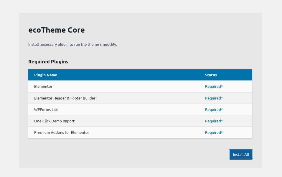 Required Plugins Installtion